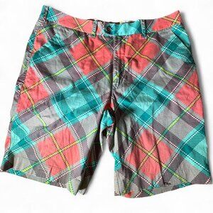 Loud Mouth Shorts Mens 38 Golf Green Argyle Pink Diamond Chino Flat Front N238